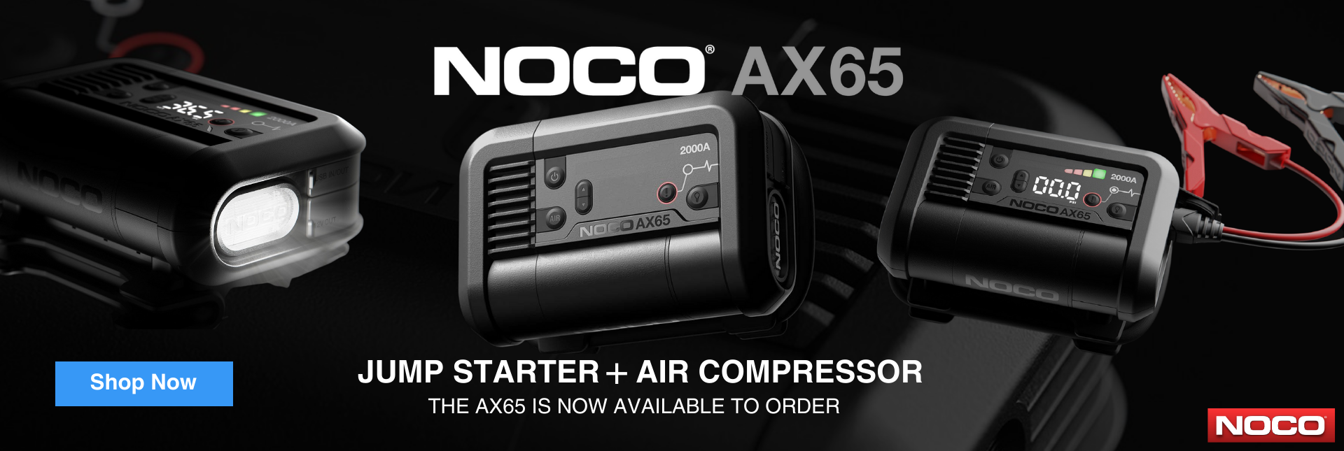 NOCO AX65 - 12V 2000A Boost Air Battery Jump Starter and 100PSI Air Compressor